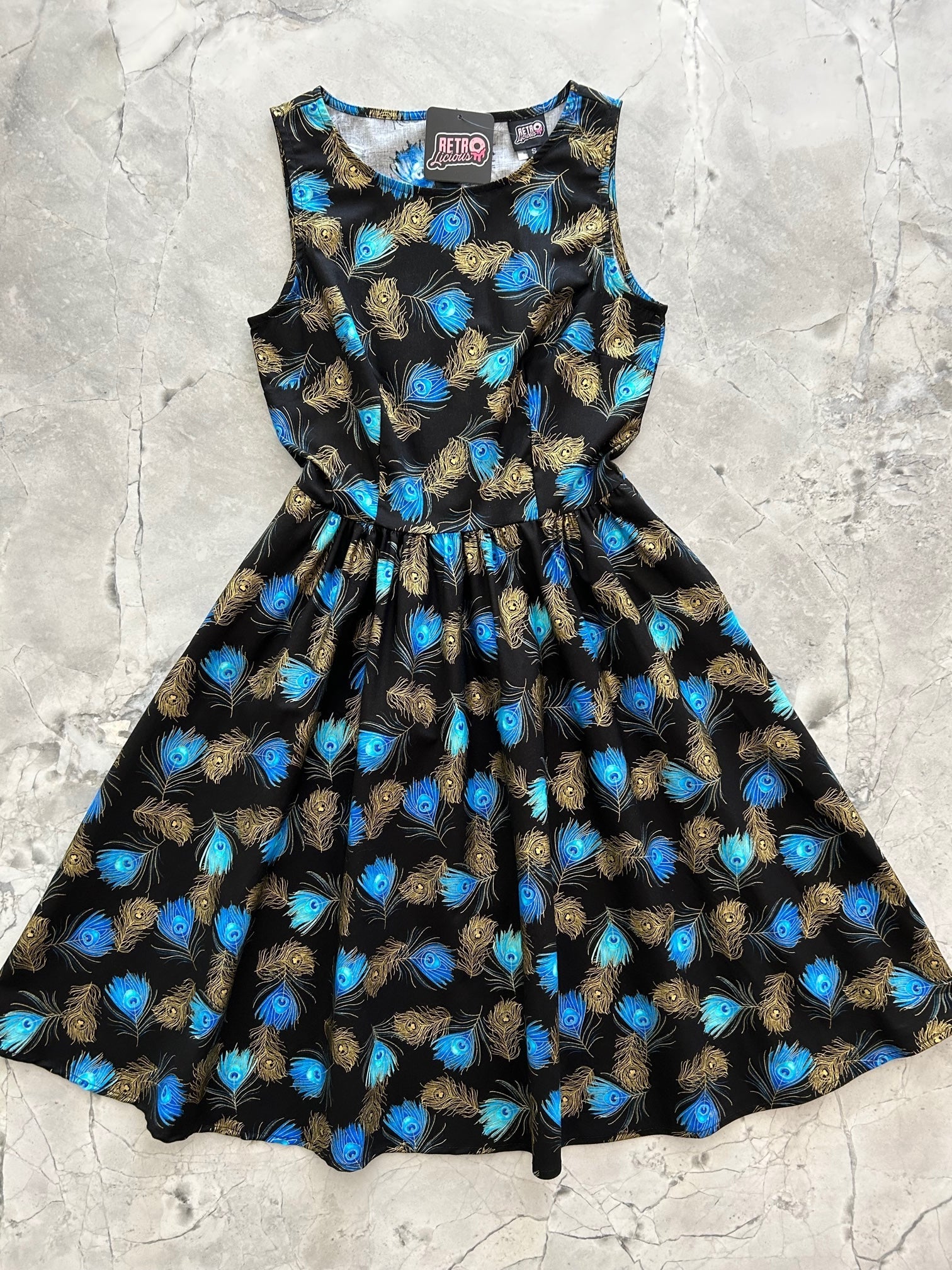 Peacock Feathers Vintage Dress - Che Cose Belle