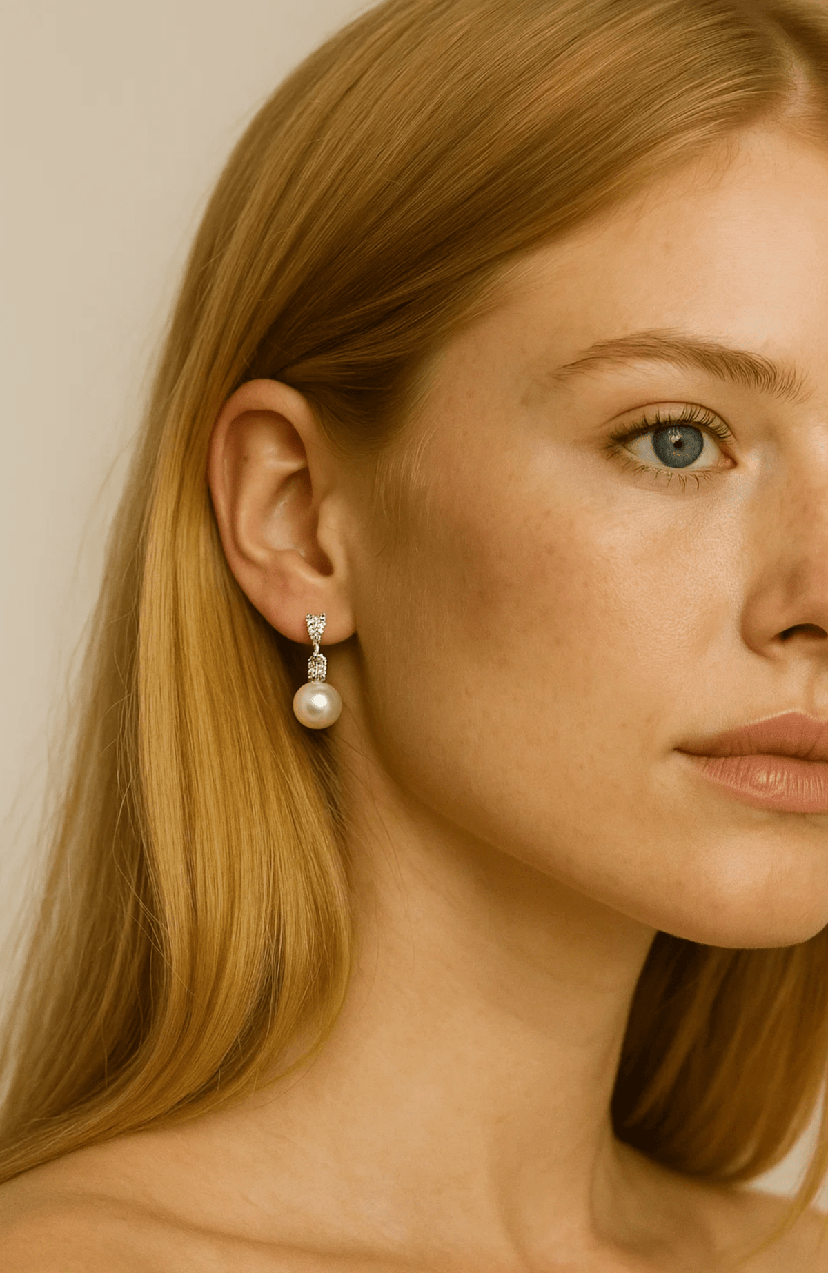 Pearl Drop Earrings with Cubic Zirconia Accents Earrings - Che Cose Belle