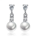 Pearl Drop Earrings with Cubic Zirconia Accents Earrings - Che Cose Belle