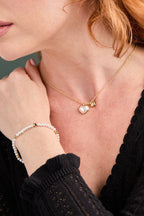 Pearl Heart Duo Charm Necklace - Che Cose Belle