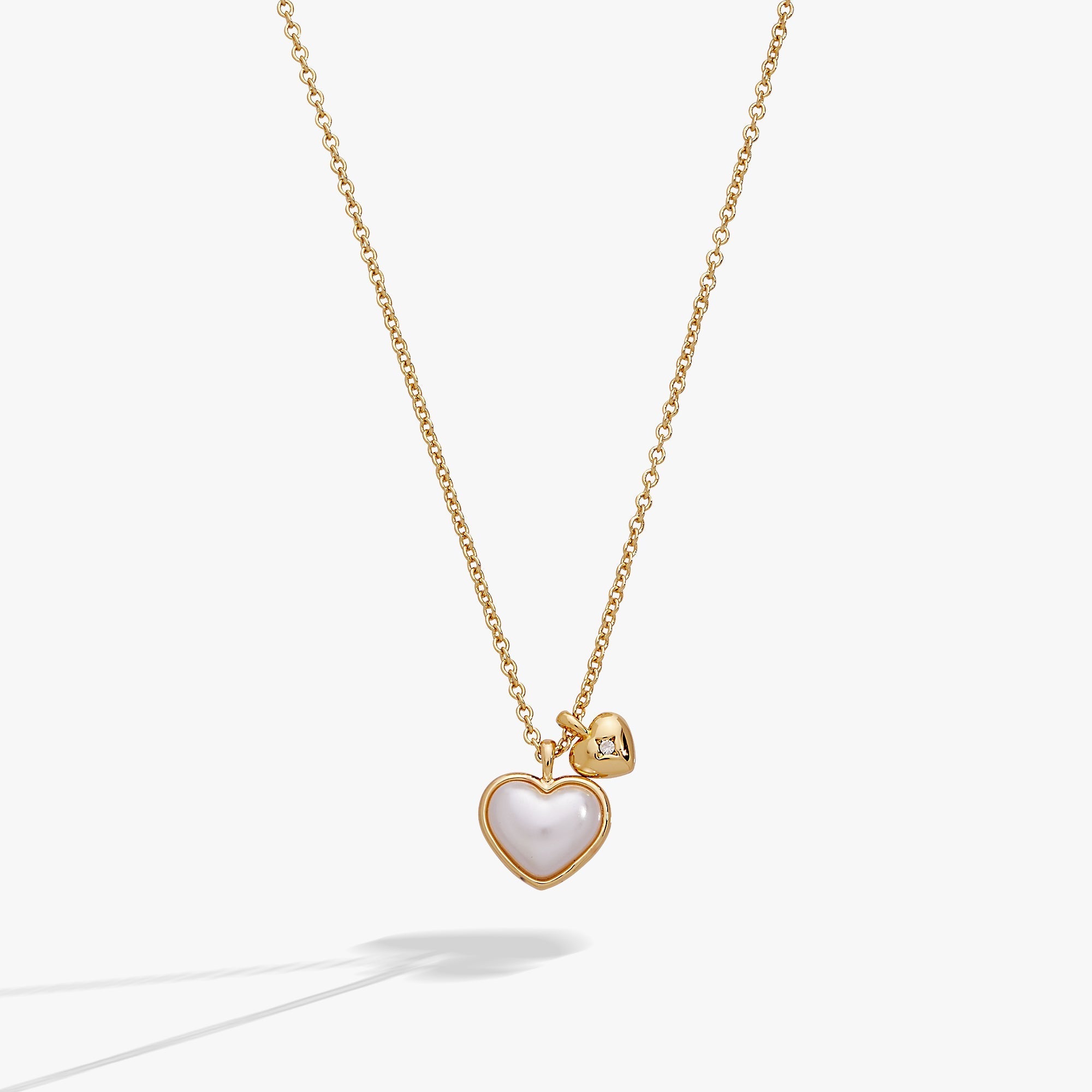 Pearl Heart Duo Charm Necklace - Che Cose Belle