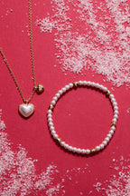 Pearl Heart Duo Charm Necklace - Che Cose Belle