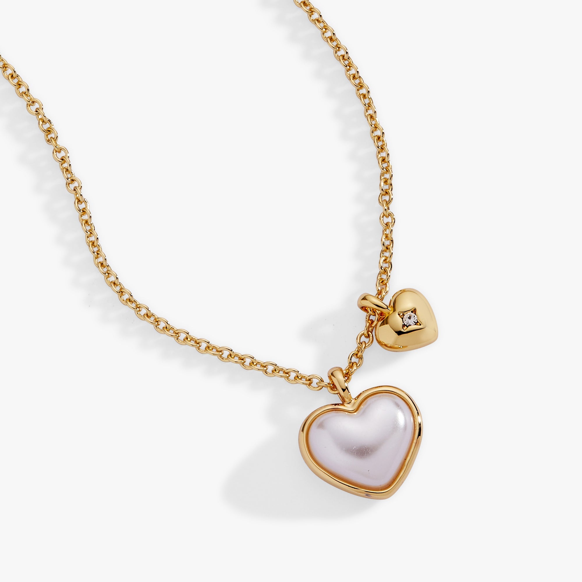 Pearl Heart Duo Charm Necklace - Che Cose Belle