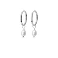 Pearl Hoops Dangle Earrings in 925 Sterling Silver - Che Cose Belle