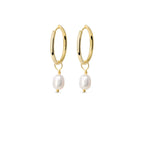 Pearl Hoops Dangle Earrings in 925 Sterling Silver - Che Cose Belle