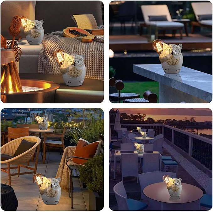 pearlstar Owl Garden Outdoor Statue, Solar Figurines Bulb LED Lights, Outdoor Garden Lawn Decorations for Porch Patio Yard Lawn, Unique Gifts for Friends and Family - Che Cose Belle