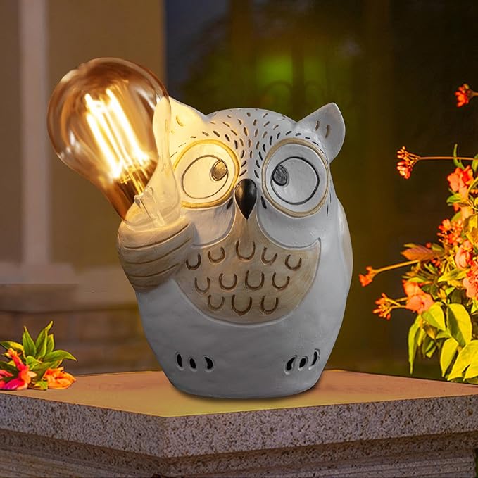 pearlstar Owl Garden Outdoor Statue, Solar Figurines Bulb LED Lights, Outdoor Garden Lawn Decorations for Porch Patio Yard Lawn, Unique Gifts for Friends and Family - Che Cose Belle
