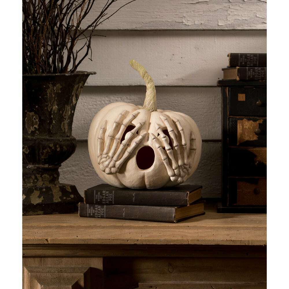 Peek-a-Boo Pumpkin White | Halloween Decor | Bethany Lowe Designs - Che Cose Belle