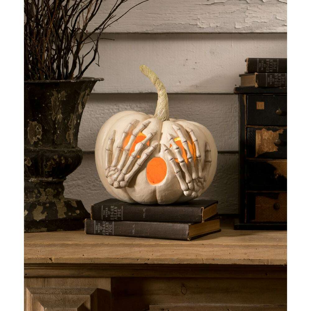 Peek-a-Boo Pumpkin White | Halloween Decor | Bethany Lowe Designs - Che Cose Belle