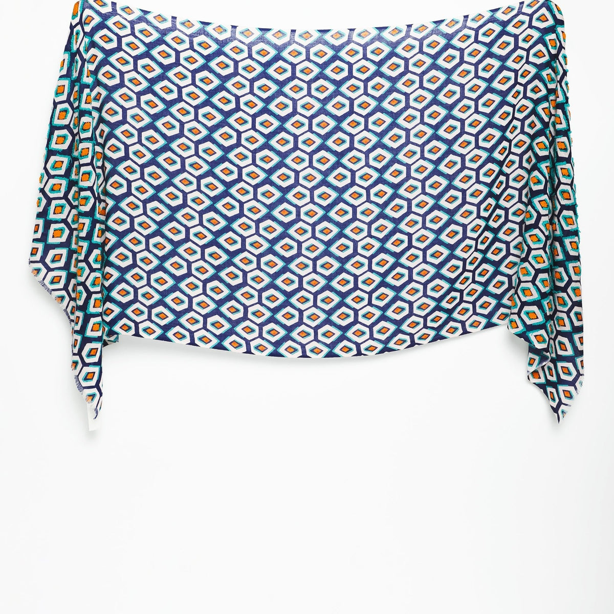 Pentagon Embroidered Scarf - Navy Blue - Che Cose Belle