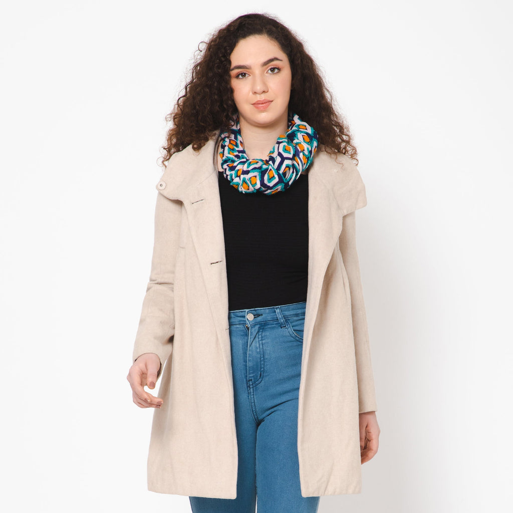Pentagon Embroidered Scarf - Navy Blue - Che Cose Belle