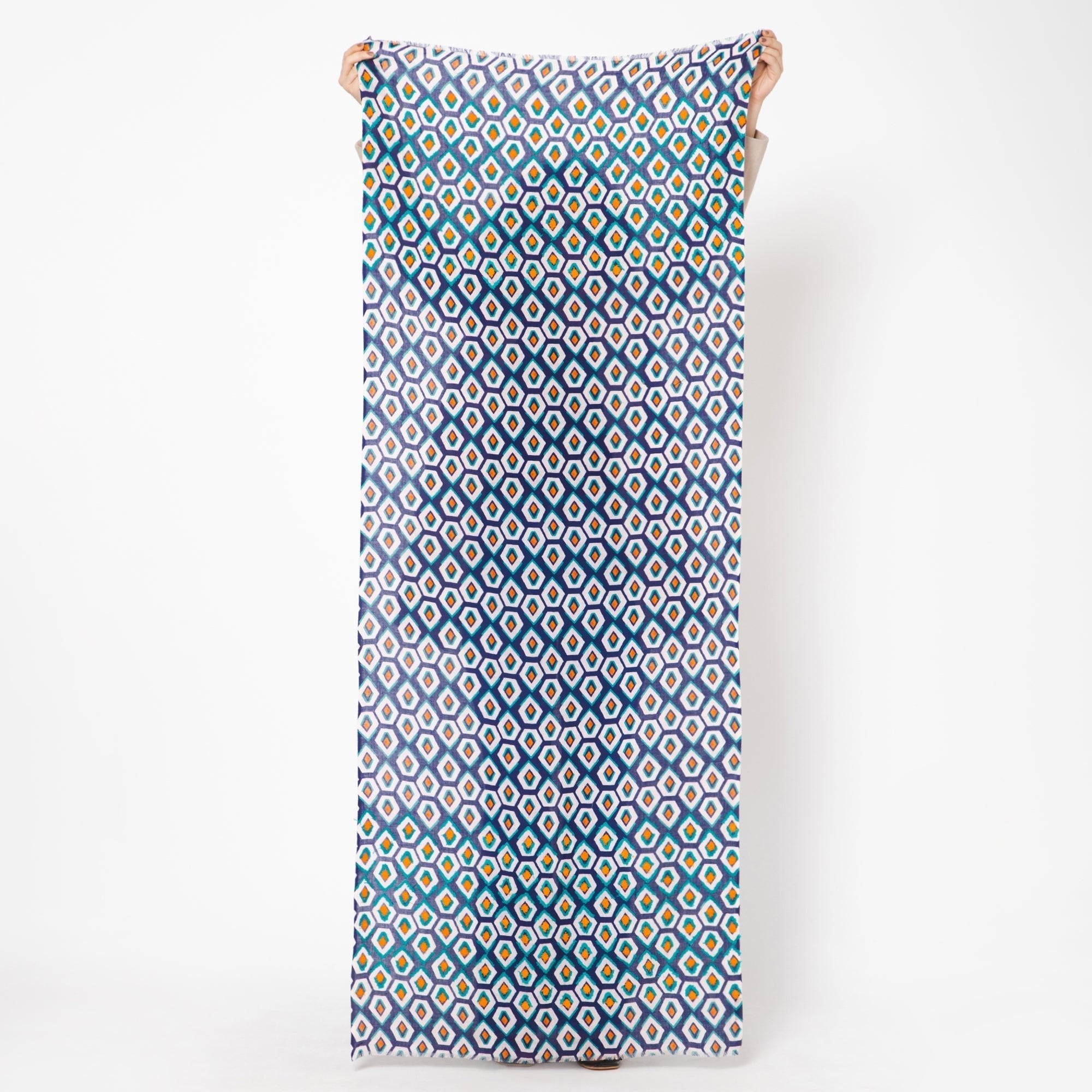Pentagon Embroidered Scarf - Navy Blue - Che Cose Belle