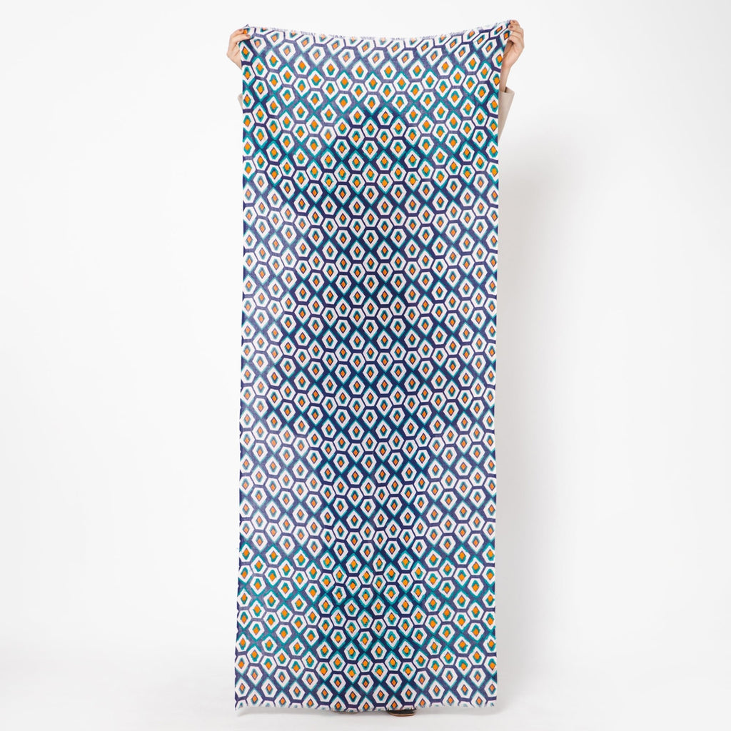 Pentagon Embroidered Scarf - Navy Blue - Che Cose Belle