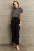 Perfee Printed Round Neck Puff Sleeve Blouse - Che Cose Belle