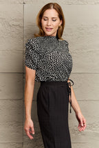 Perfee Printed Round Neck Puff Sleeve Blouse - Che Cose Belle