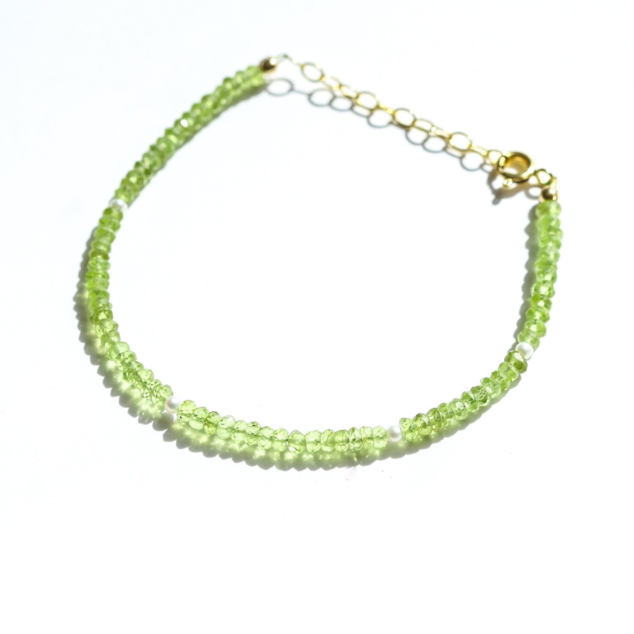 Peridot and Pearl Beaded Bracelet - Che Cose Belle