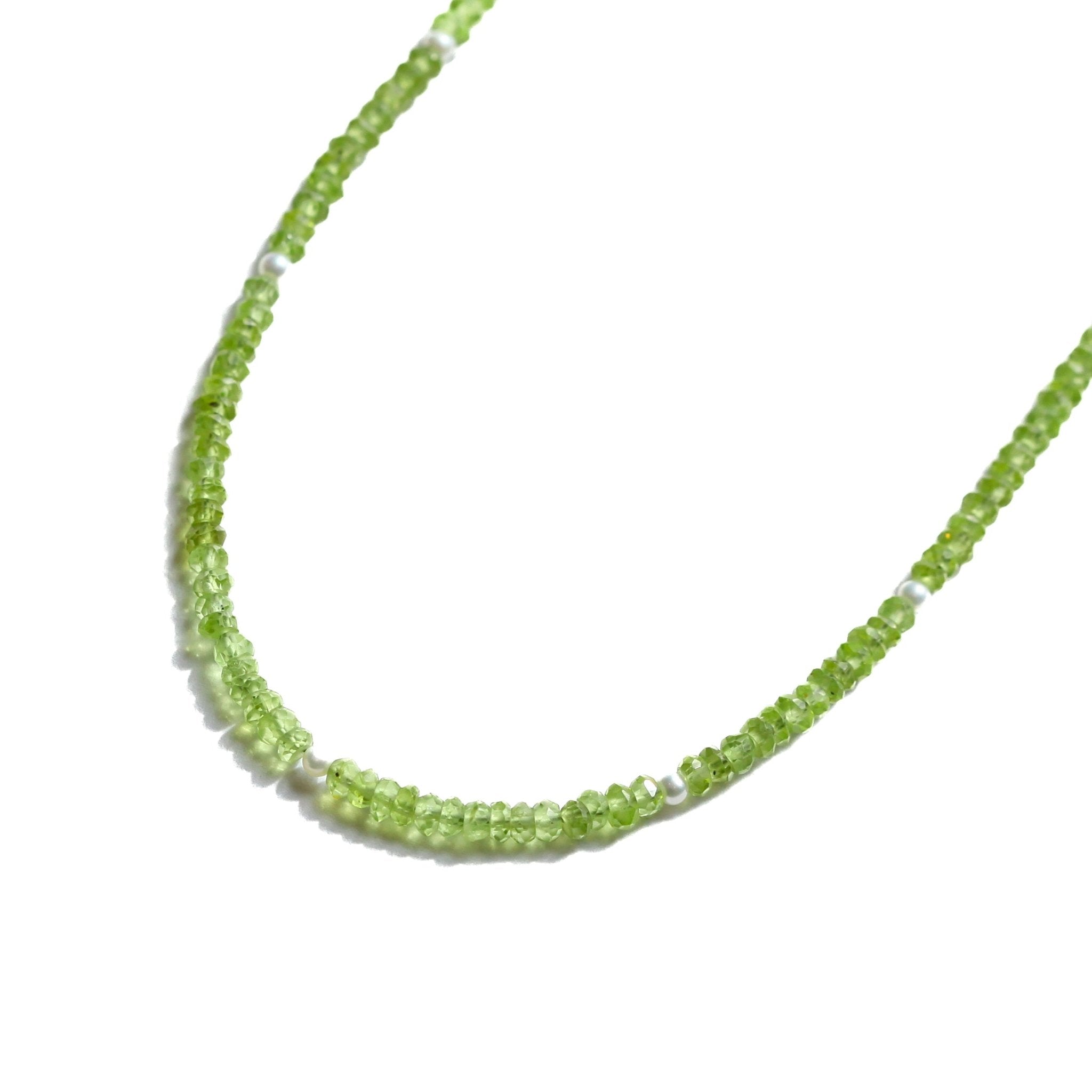 Peridot and Pearl Beaded Necklace - Che Cose Belle