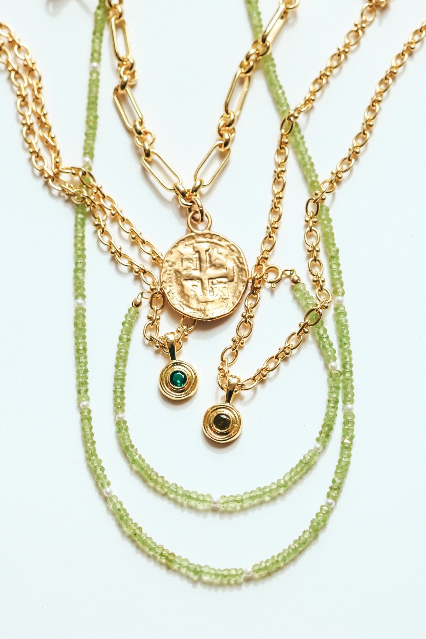 Peridot and Pearl Beaded Necklace - Che Cose Belle