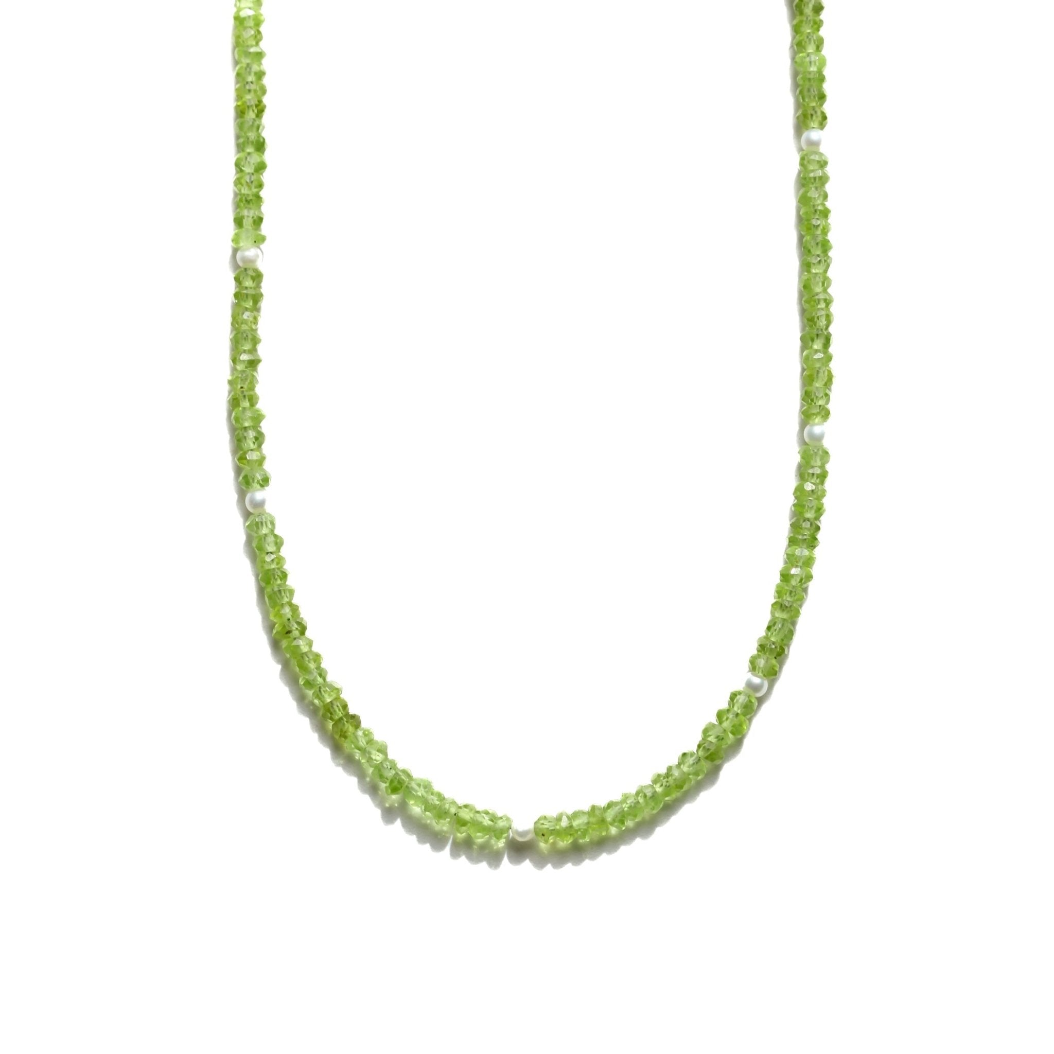 Peridot and Pearl Beaded Necklace - Che Cose Belle