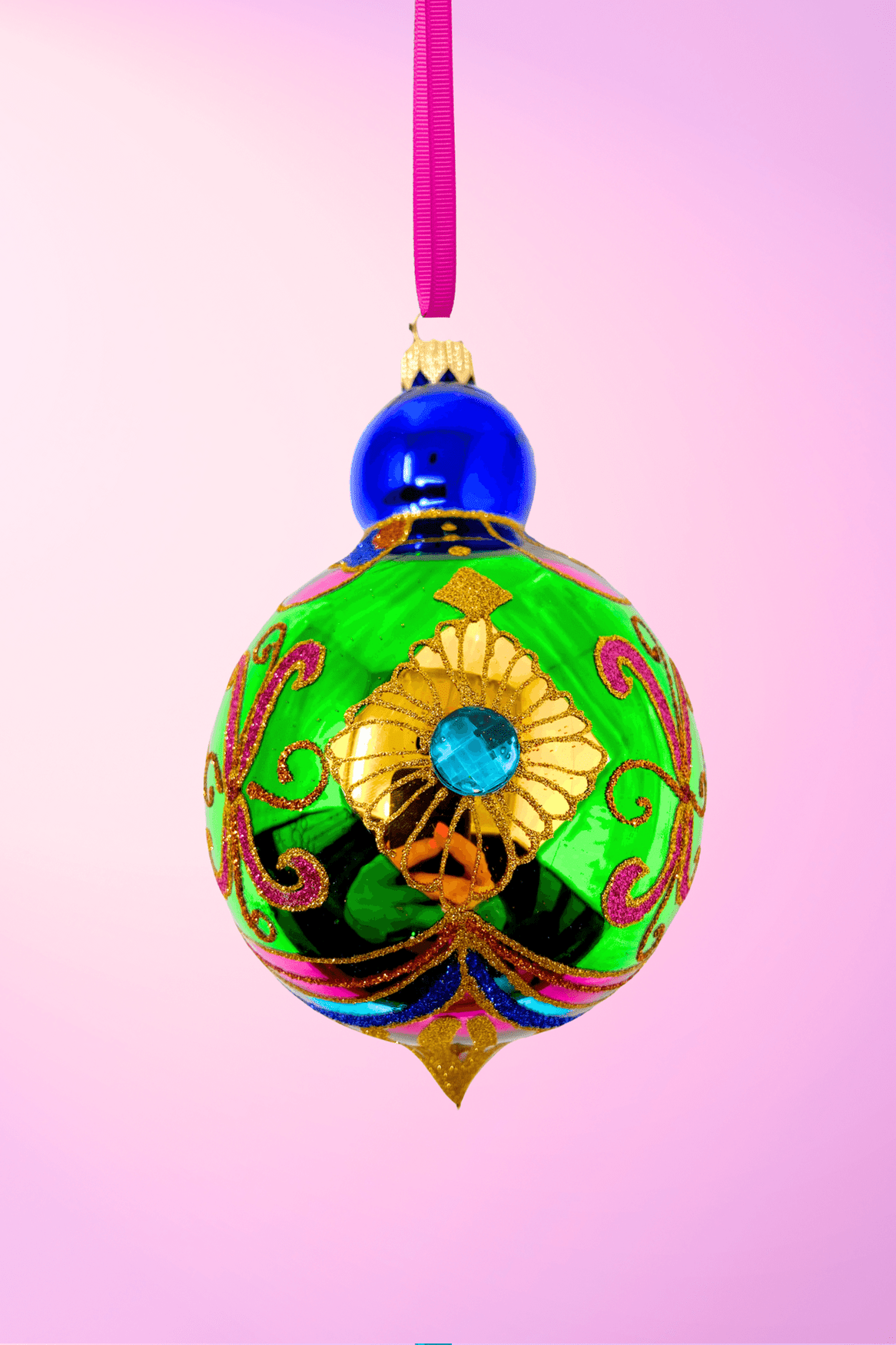 Peridot Sparkling Gem Glass Christmas Bauble - Che Cose Belle