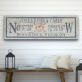 Personalized Coordinates Canvas Ski Lodge Sign - Family Name Cabin Decor - Che Cose Belle