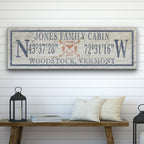 Personalized Coordinates Canvas Ski Lodge Sign - Family Name Cabin Decor - Che Cose Belle