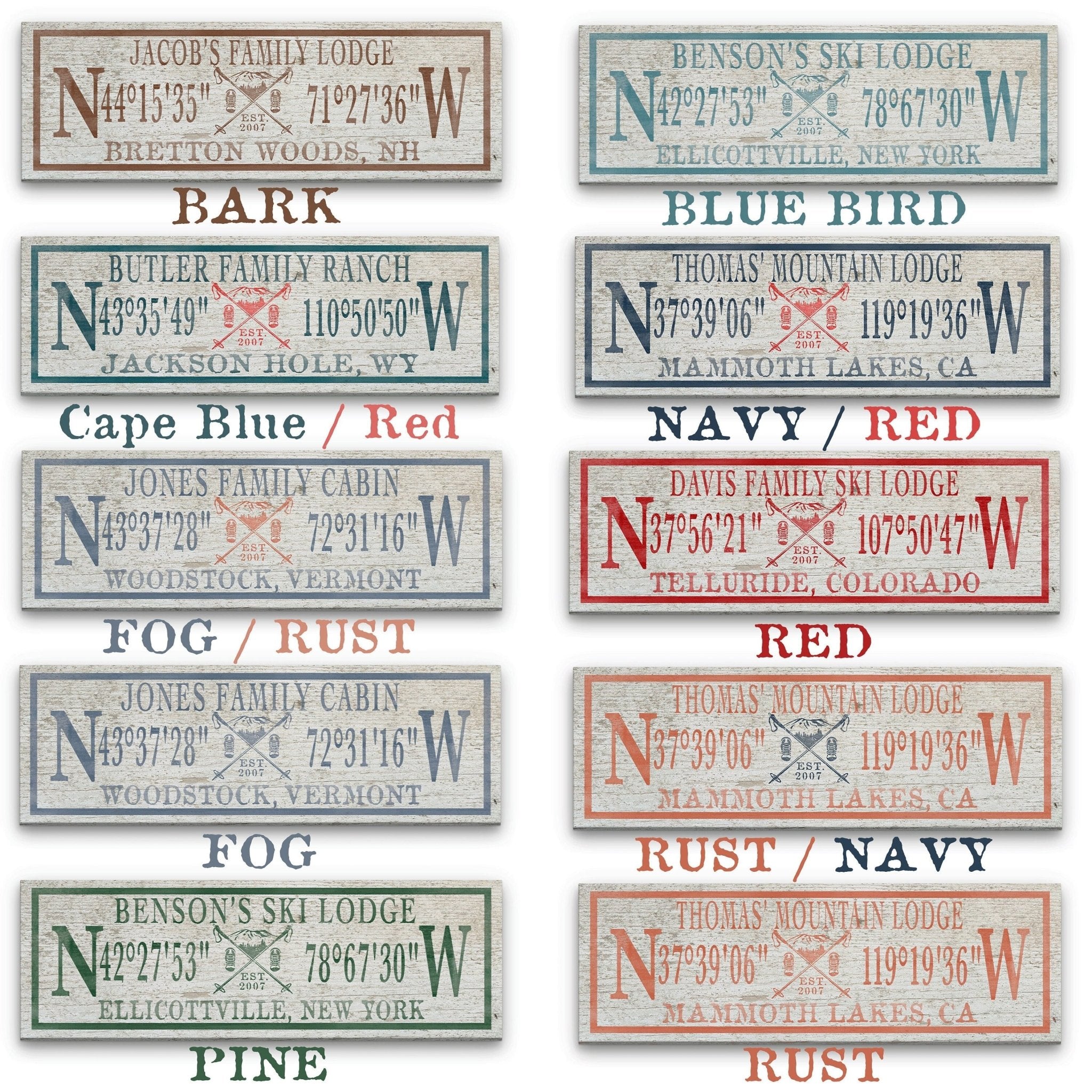 Personalized Coordinates Canvas Ski Lodge Sign - Family Name Cabin Decor - Che Cose Belle