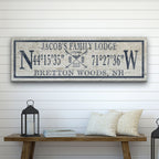 Personalized Coordinates Canvas Ski Lodge Sign - Family Name Cabin Decor - Che Cose Belle