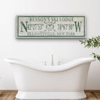 Personalized Coordinates Canvas Ski Lodge Sign - Family Name Cabin Decor - Che Cose Belle