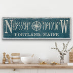 Personalized Coordinates Compass Rose Canvas Sign - Che Cose Belle