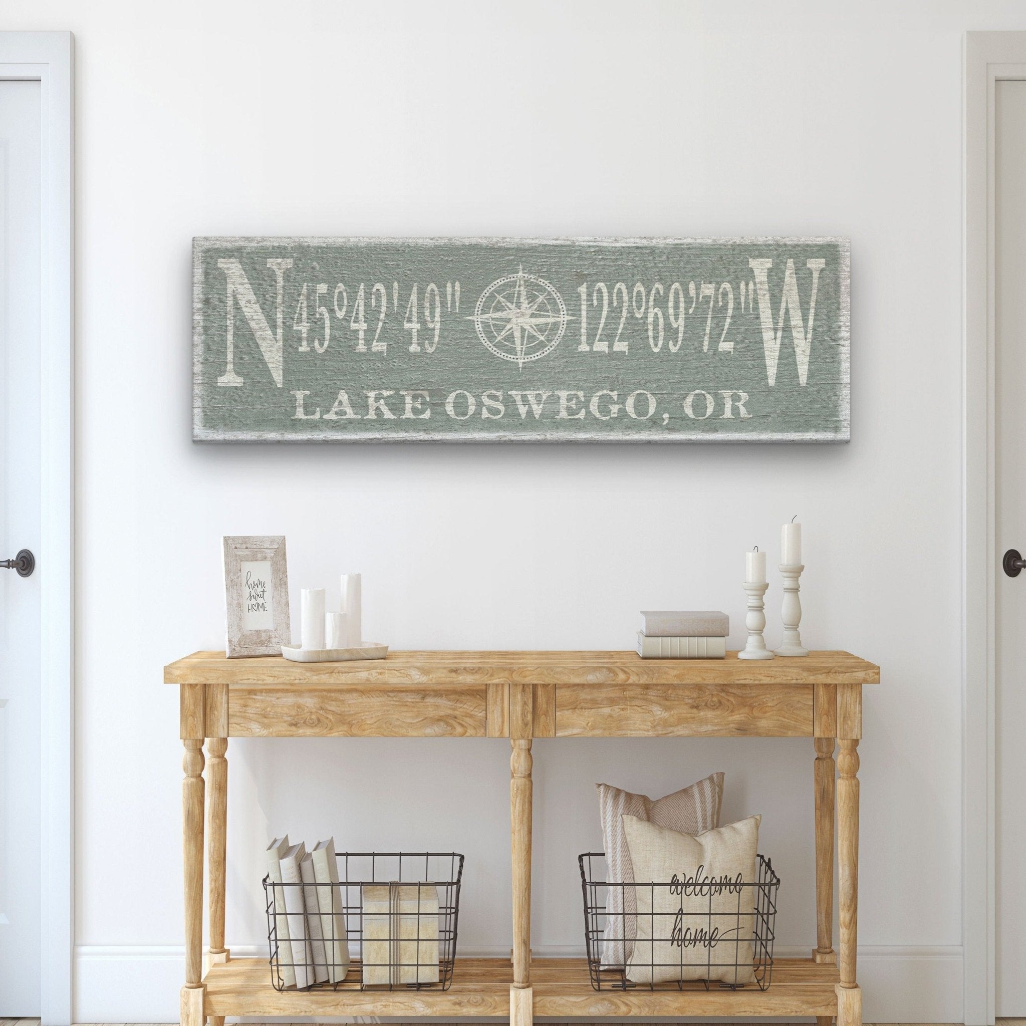 Personalized Coordinates Compass Rose Canvas Sign - Che Cose Belle