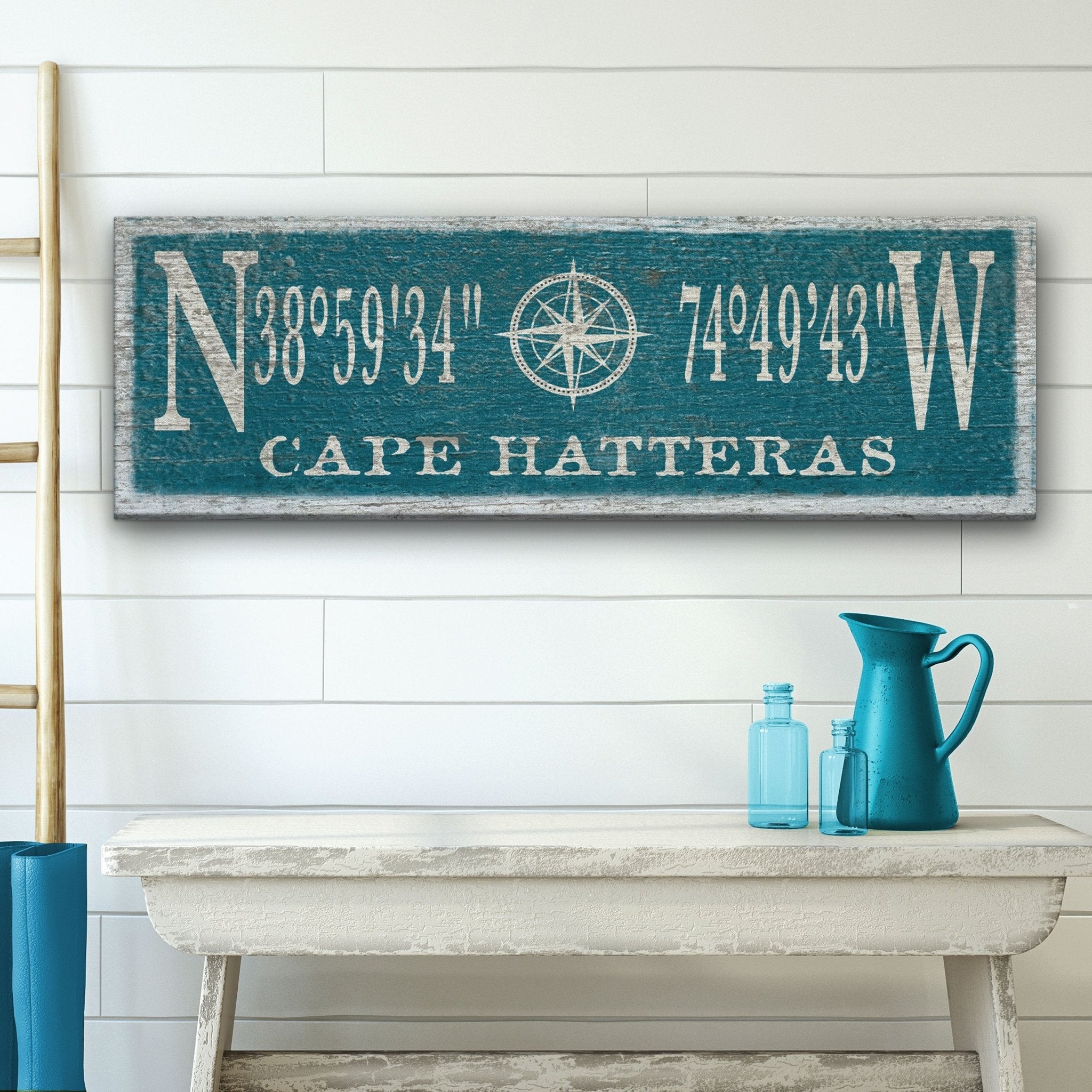 Personalized Coordinates Compass Rose Canvas Sign - Che Cose Belle