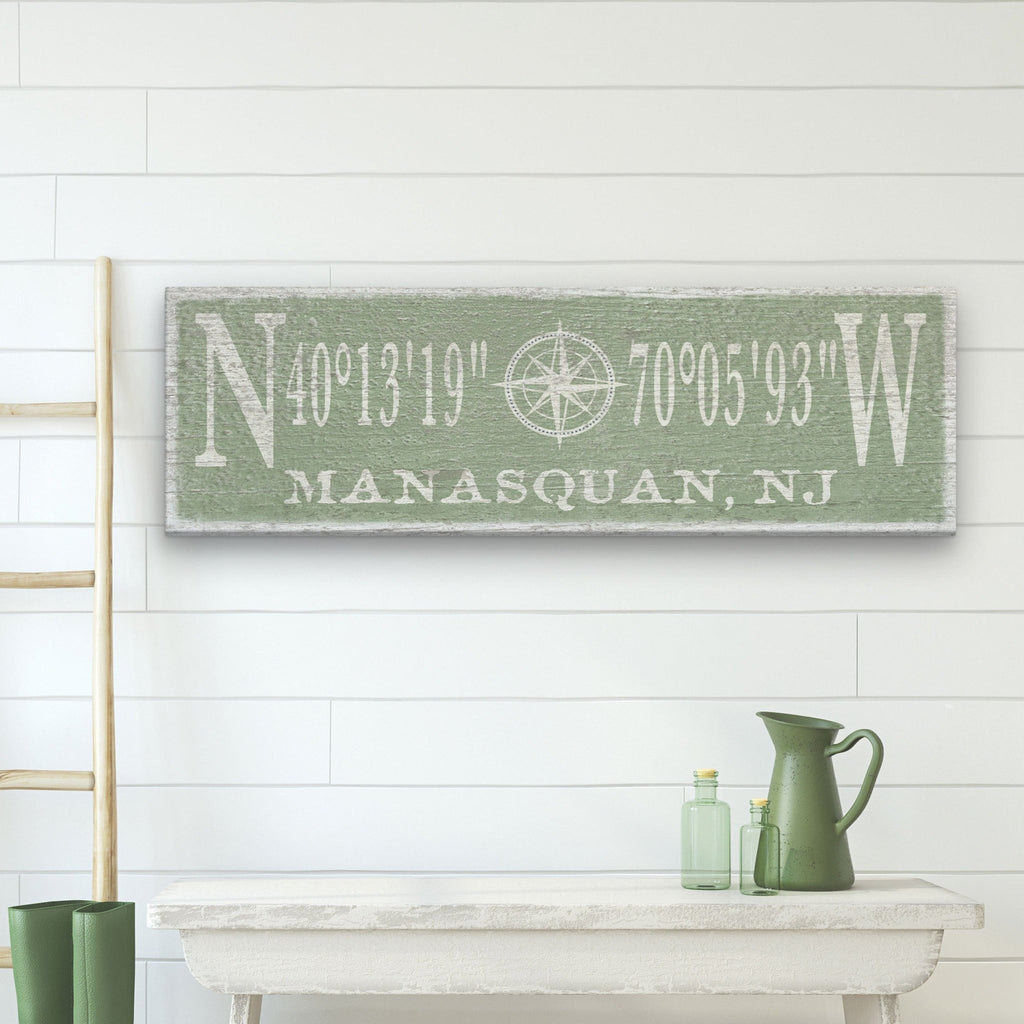 Personalized Coordinates Compass Rose Canvas Sign - Che Cose Belle