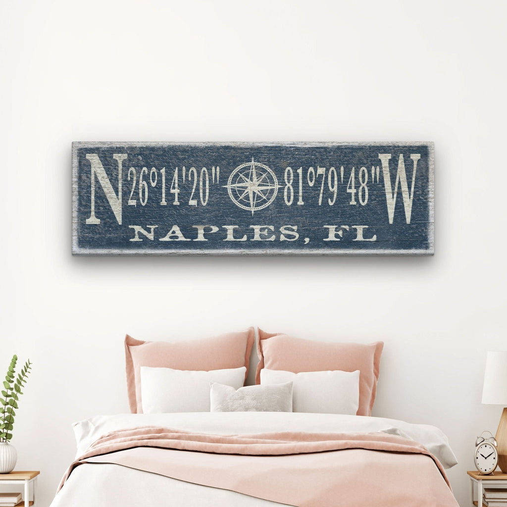 Personalized Coordinates Compass Rose Canvas Sign - Che Cose Belle