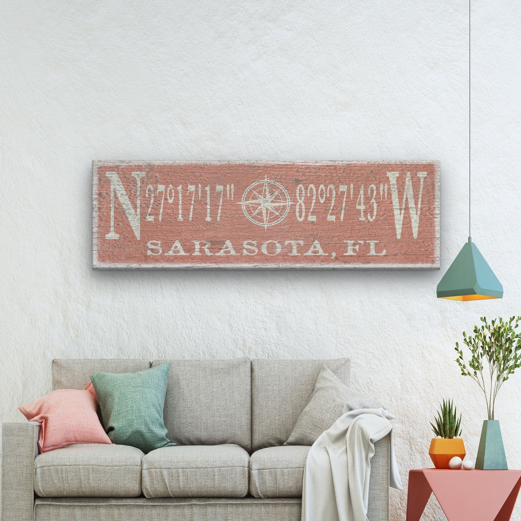 Personalized Coordinates Compass Rose Canvas Sign - Che Cose Belle