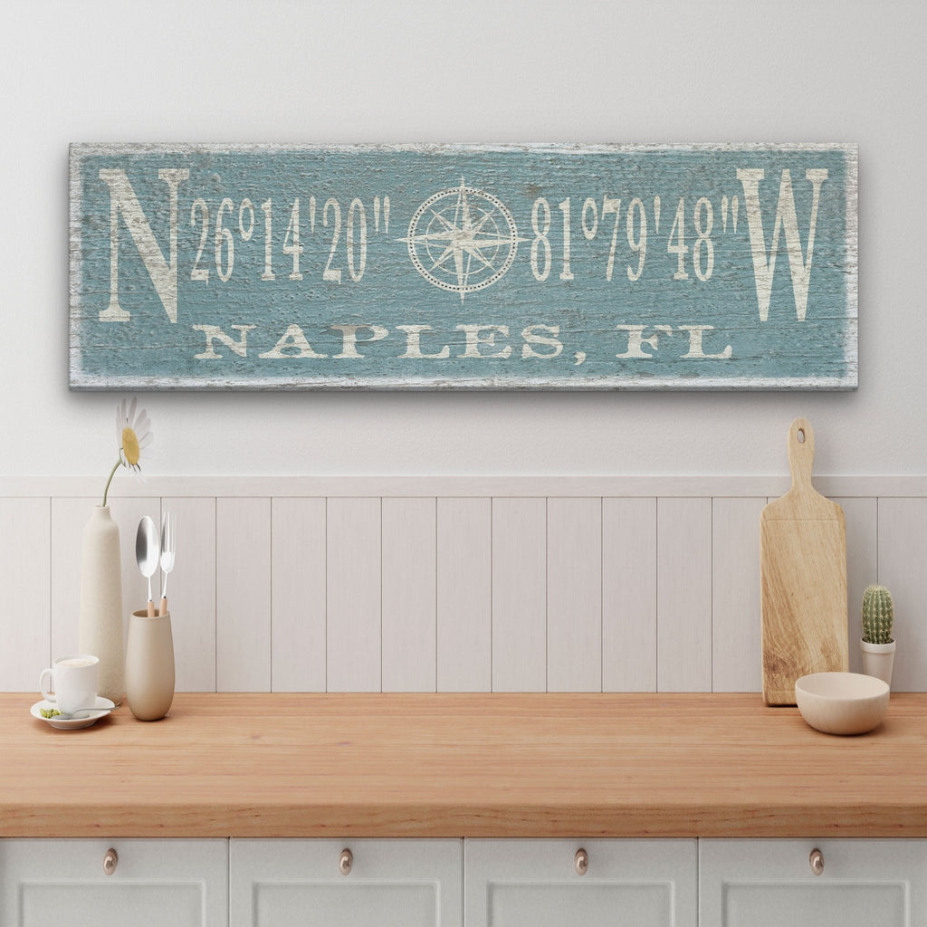 Personalized Coordinates Compass Rose Canvas Sign - Che Cose Belle