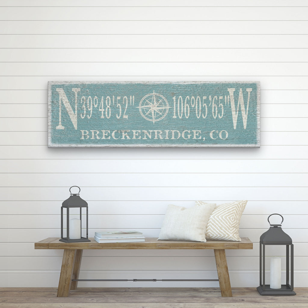 Personalized Coordinates Compass Rose Canvas Sign - Che Cose Belle