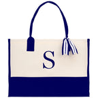 Personalized Cotton Canvas Beach Tote Bag Monogram Tote Bag Initial Canvas Tote Bridesmaid Gift Tote Custom Beach Bag Gift for Her A - Z - Che Cose Belle