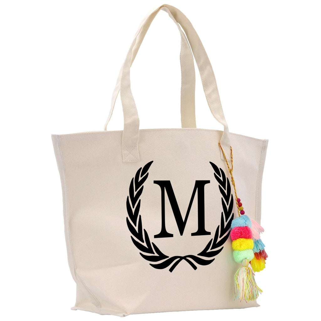 Personalized Cotton Canvas Hand Tote Bag Monogram Tote Bag Initial Canvas Tote Bridesmaid Gift Tote Magnetic Closure Bag Gift for Her A - Z - Che Cose Belle