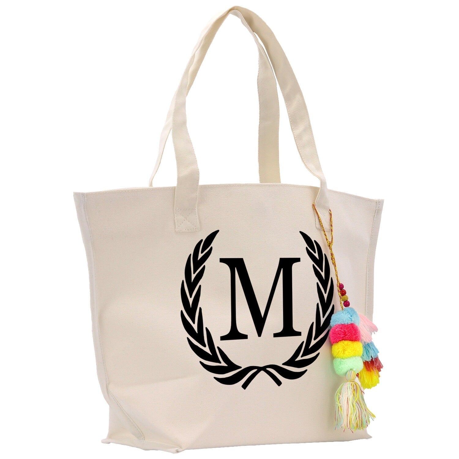Personalized Cotton Canvas Hand Tote Bag Monogram Tote Bag Initial Canvas Tote Bridesmaid Gift Tote Magnetic Closure Bag Gift for Her A - Z - Che Cose Belle