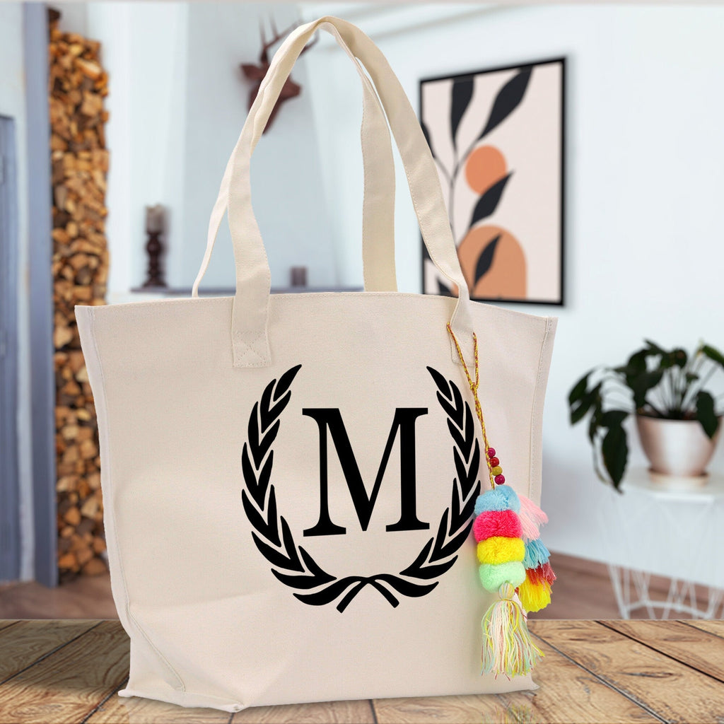 Personalized Cotton Canvas Hand Tote Bag Monogram Tote Bag Initial Canvas Tote Bridesmaid Gift Tote Magnetic Closure Bag Gift for Her A - Z - Che Cose Belle