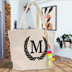 Personalized Cotton Canvas Hand Tote Bag Monogram Tote Bag Initial Canvas Tote Bridesmaid Gift Tote Magnetic Closure Bag Gift for Her A - Z - Che Cose Belle