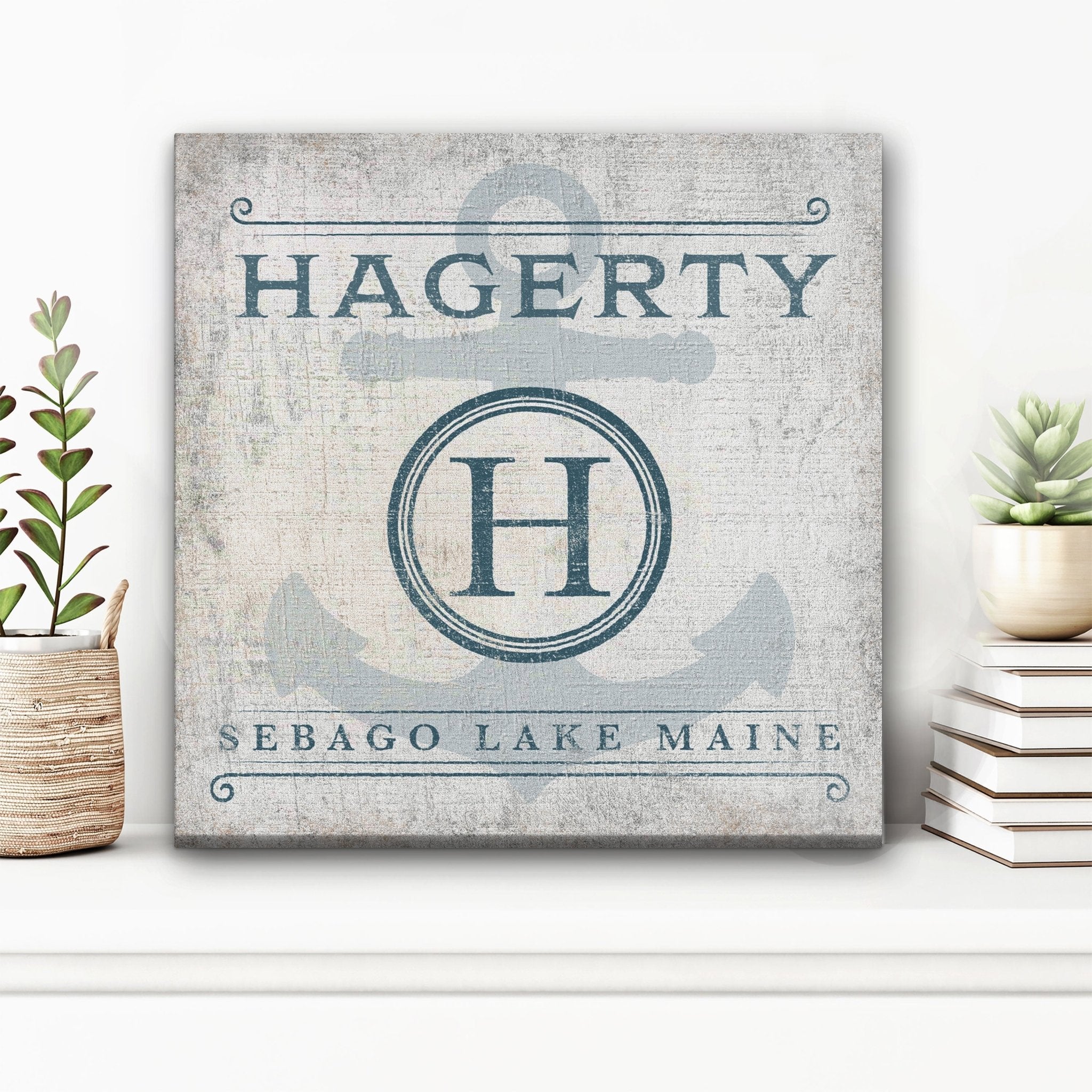 Personalized Family Name & Anchor Monogram Canvas Decor - Che Cose Belle