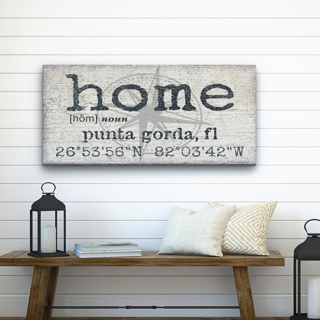 Personalized Home Compass Coordinates Canvas Wall Sign - Che Cose Belle