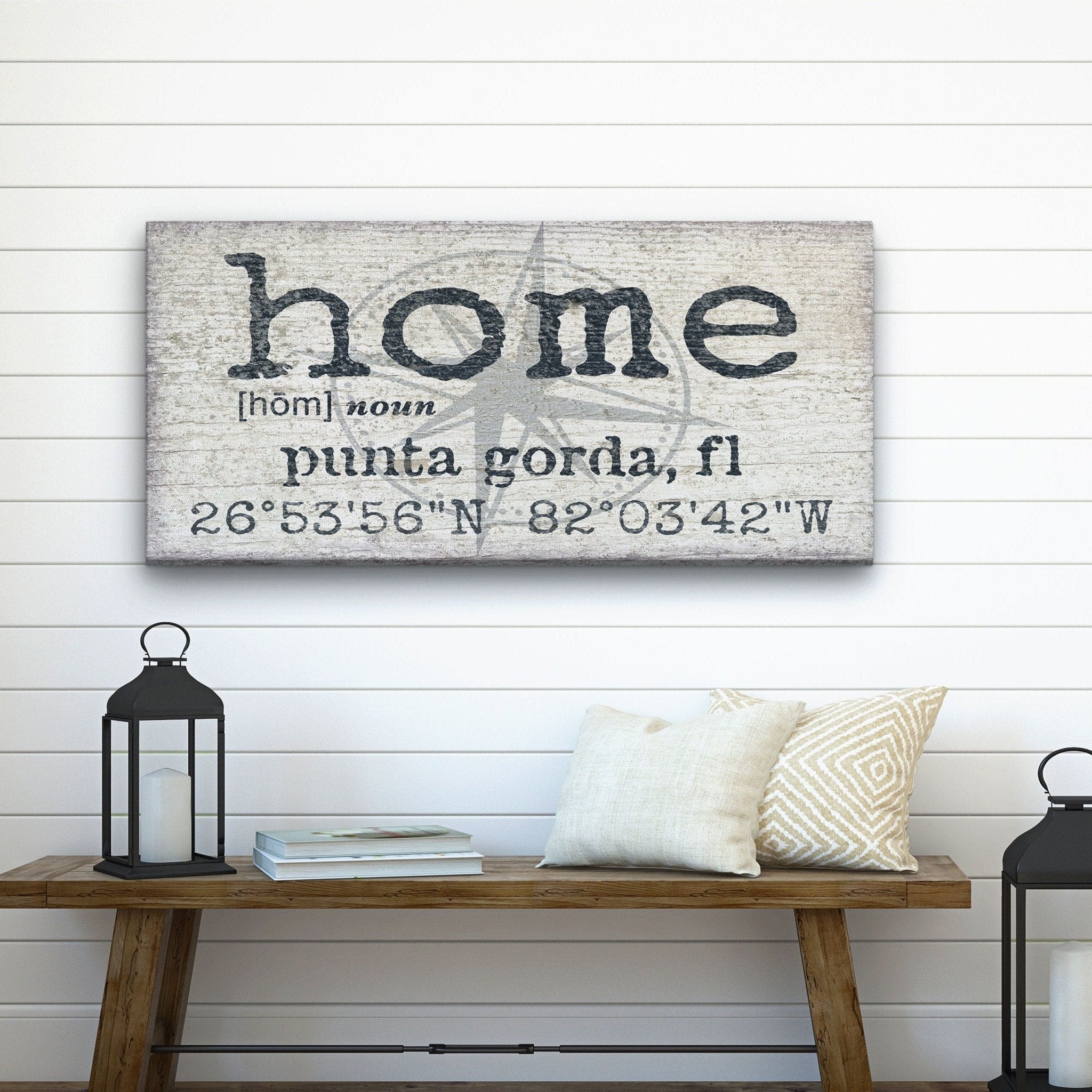 Personalized Home Compass Coordinates Canvas Wall Sign - Che Cose Belle