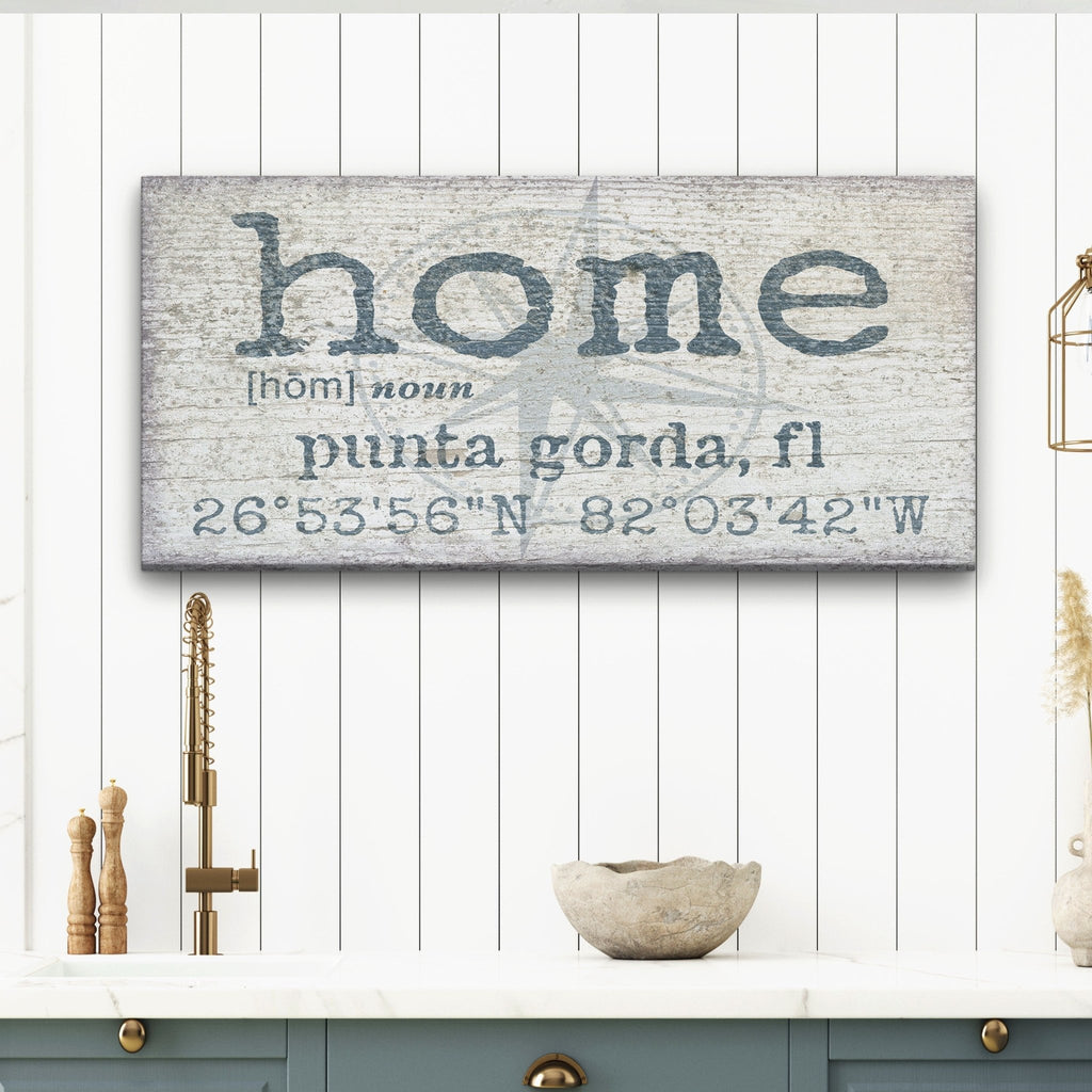Personalized Home Compass Coordinates Canvas Wall Sign - Che Cose Belle