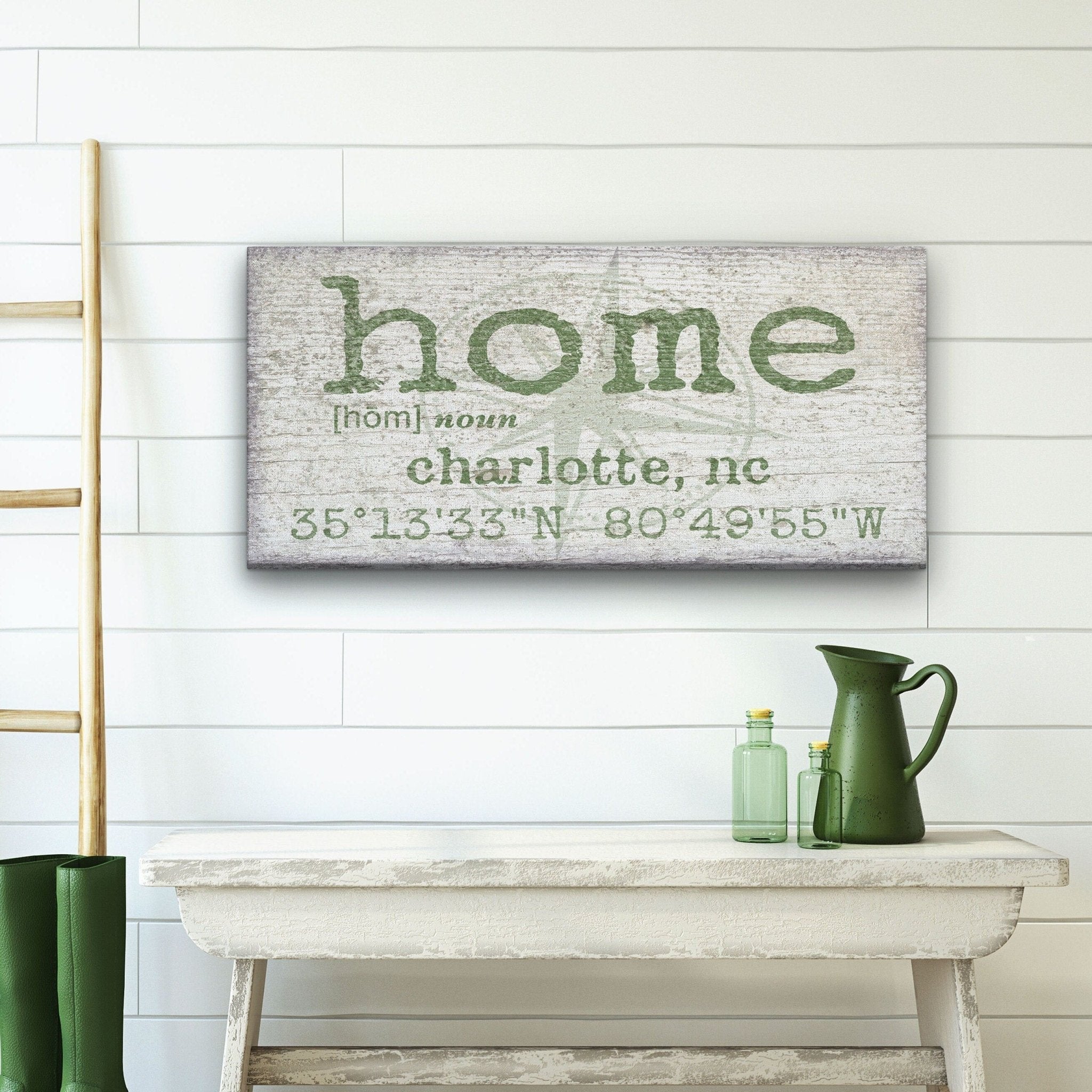 Personalized Home Compass Coordinates Canvas Wall Sign - Che Cose Belle