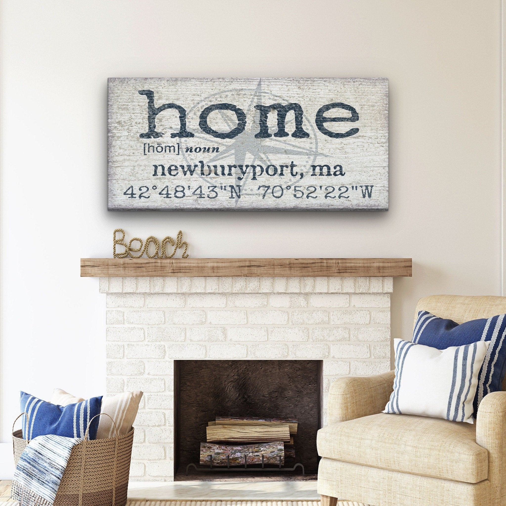 Personalized Home Compass Coordinates Canvas Wall Sign - Che Cose Belle
