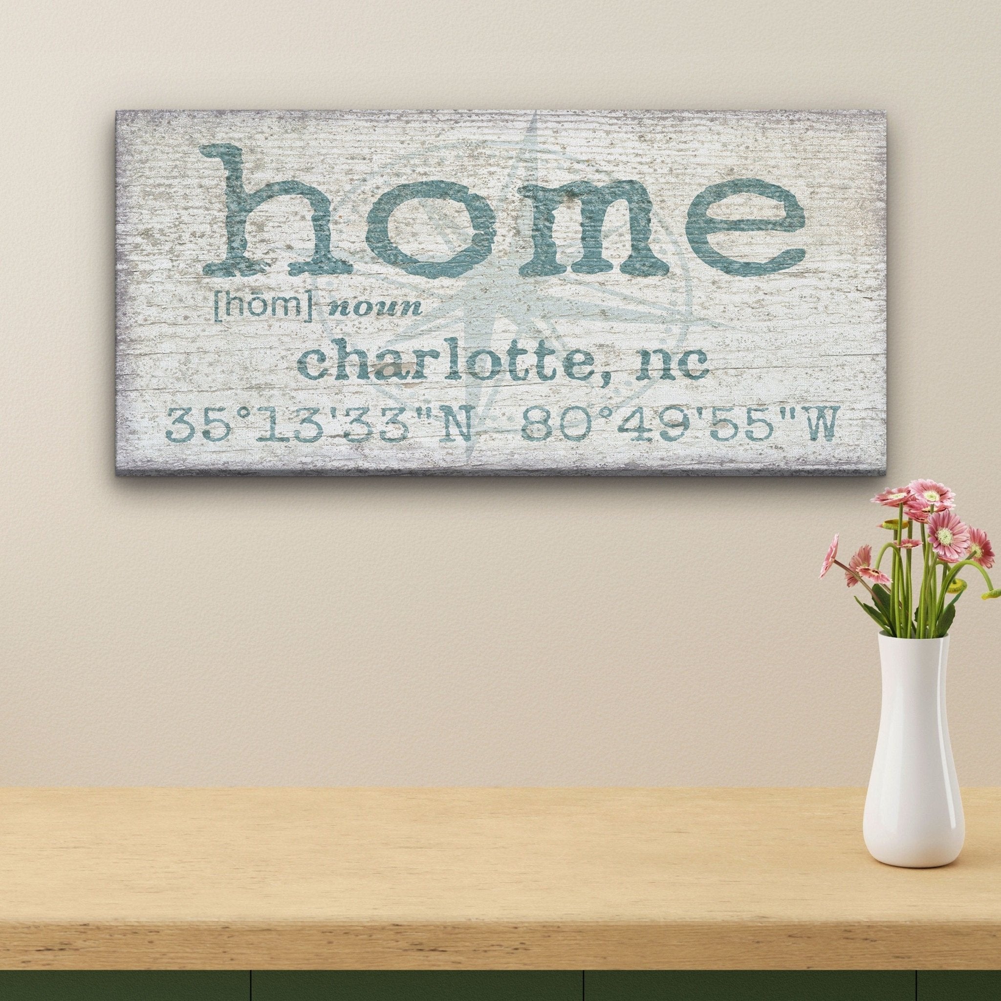 Personalized Home Compass Coordinates Canvas Wall Sign - Che Cose Belle