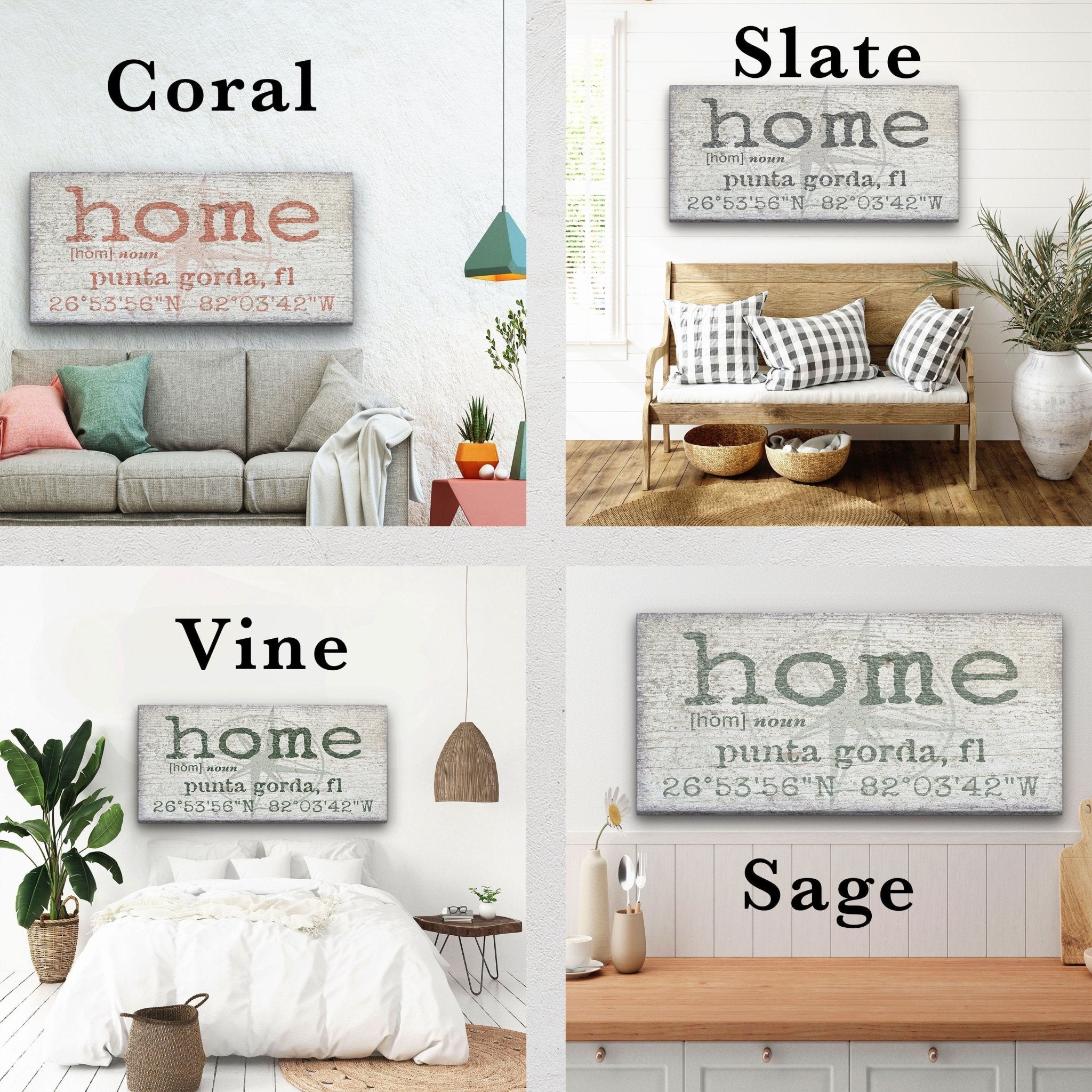 Personalized Home Compass Coordinates Canvas Wall Sign - Che Cose Belle